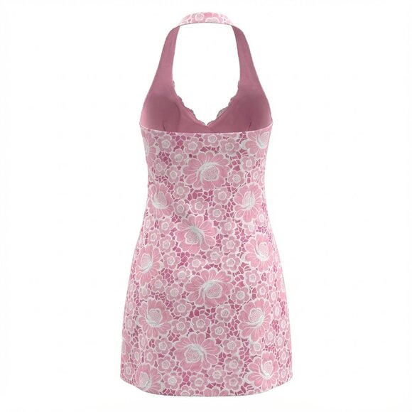 Lilly Pulitzer Vintage Pink "Belle of Lillyville" Halter Scallop Dress - Picture 2 of 10